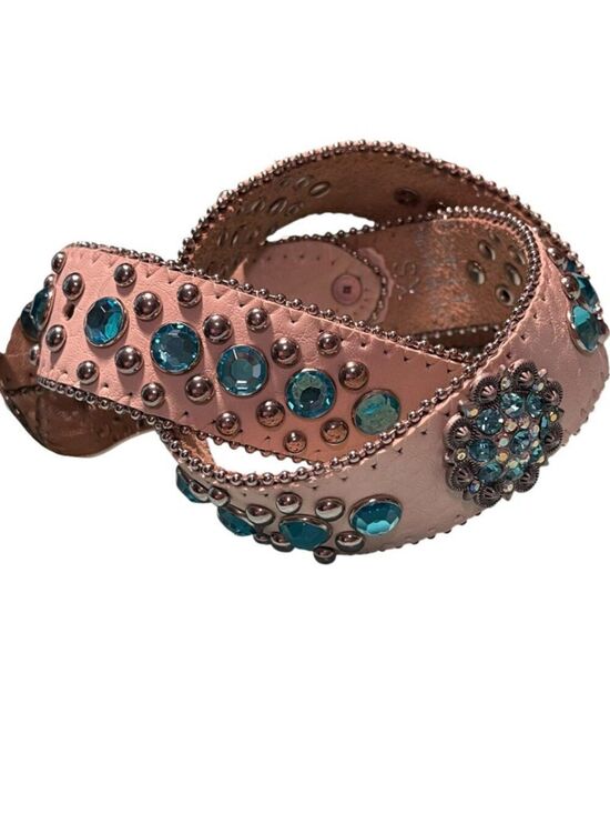 BHW Women’s Rhinestone Studded Leather Western Cowgirl Belt main image 13